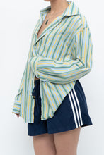 Load image into Gallery viewer, Vintage x Made in Thailand x Blue, Green Striped Cotton Buttonup (S-L)