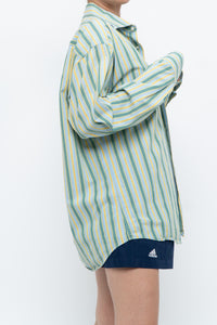 Vintage x Made in Thailand x Blue, Green Striped Cotton Buttonup (S-L)