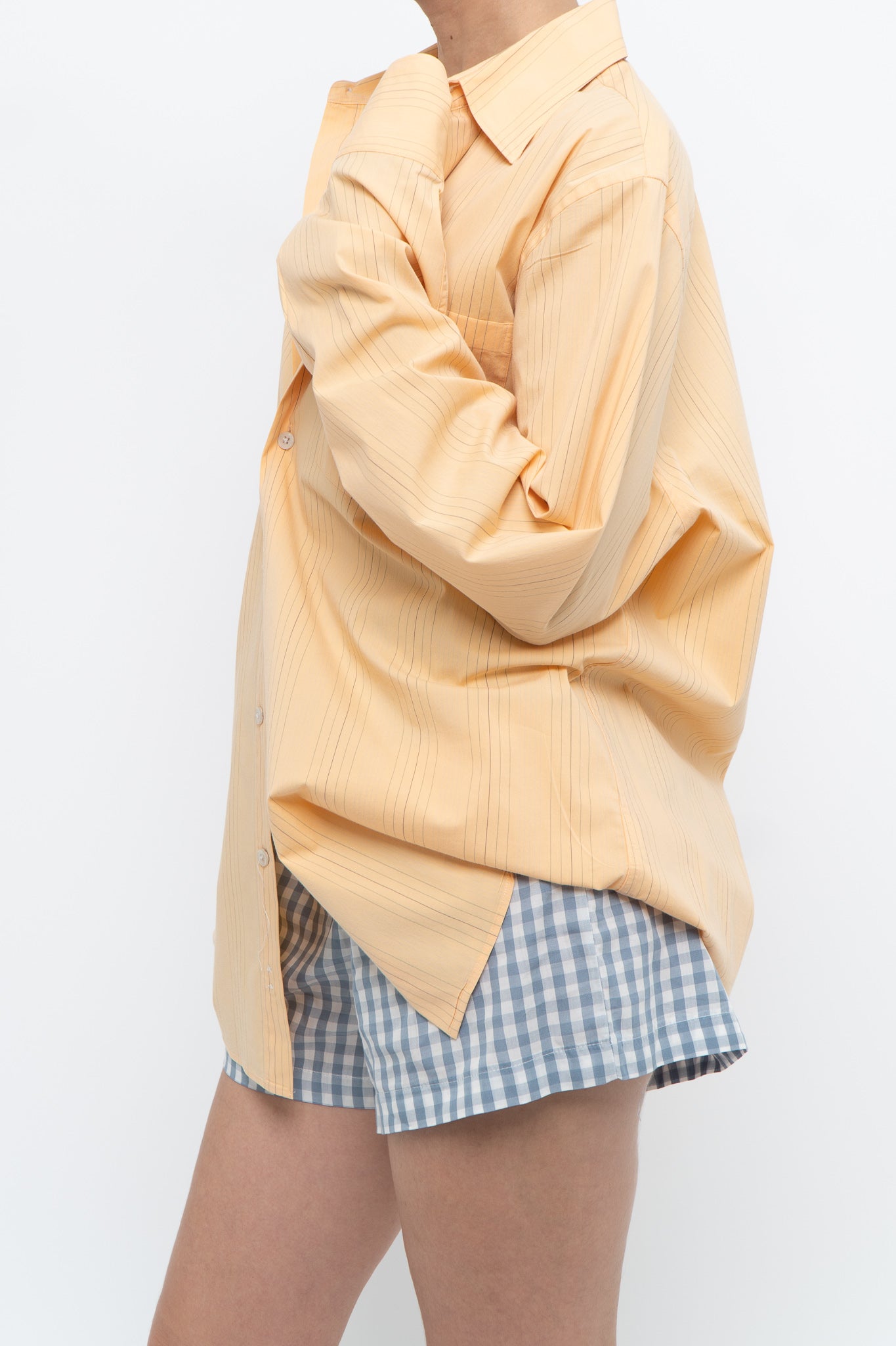 Vintage x Made in Hong Kong x CLUB MONACO Peach Striped Cotton Buttonup (XS-L)