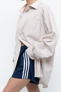 Vintage x Beige, White Cotton Striped Beach Buttonup (M-XXL)
