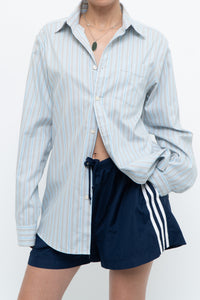 Vintage x EDDIE BAUER Blue, Grey Striped Cotton Buttonup (S, M)