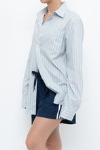 Load image into Gallery viewer, Vintage x EDDIE BAUER Blue, Grey Striped Cotton Buttonup (S, M)