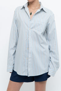 Vintage x EDDIE BAUER Blue, Grey Striped Cotton Buttonup (S, M)