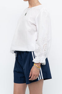 POLO RALPH LAUREN x White Eyelet Cotton Top (S, M)