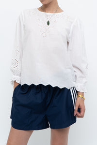 POLO RALPH LAUREN x White Eyelet Cotton Top (S, M)