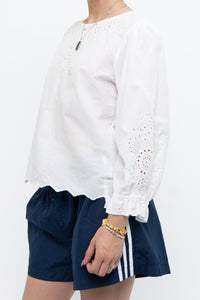 POLO RALPH LAUREN x White Eyelet Cotton Top (S, M)