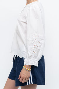 POLO RALPH LAUREN x White Eyelet Cotton Top (S, M)