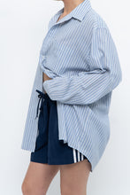 Load image into Gallery viewer, Vintage x White, Blue Striped Flowy Beach Buttonup (S-XL)