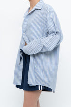 Load image into Gallery viewer, Vintage x White, Blue Striped Flowy Beach Buttonup (S-XL)