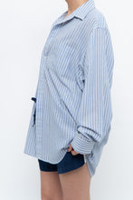 Load image into Gallery viewer, Vintage x White, Blue Striped Flowy Beach Buttonup (S-XL)