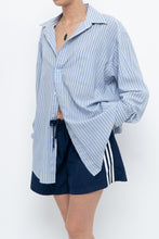 Load image into Gallery viewer, Vintage x White, Blue Striped Flowy Beach Buttonup (S-XL)