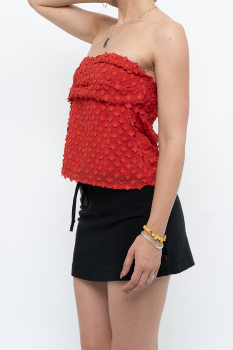 Modern x Deep Orange 3D Floral Strapless Top (XS, S)