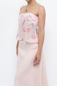 PRINCESS POLLY x Pink Floral Chiffon Top (XS, S)