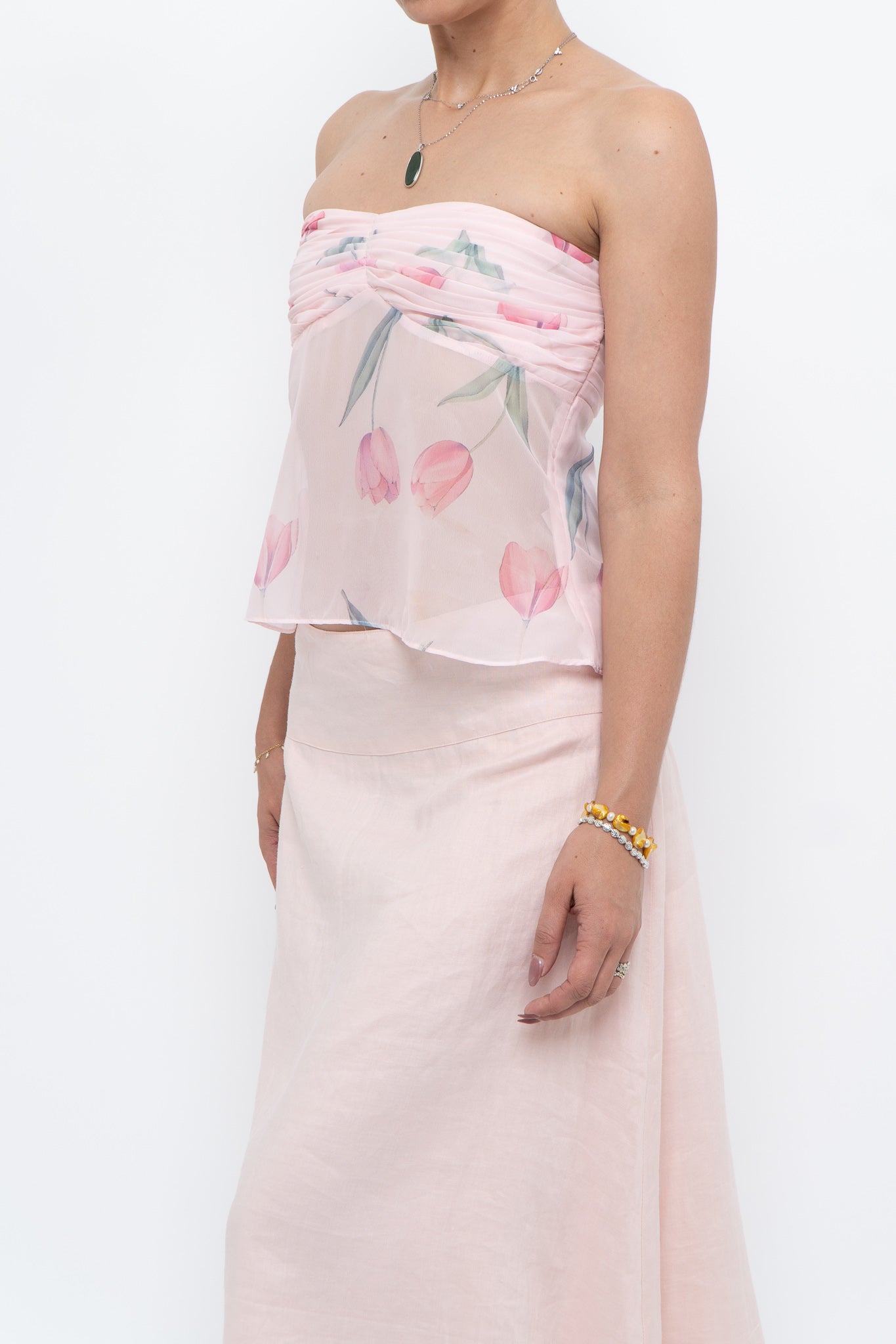 PRINCESS POLLY x Pink Floral Chiffon Top (XS, S)