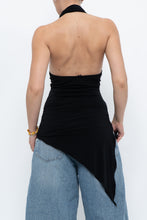 Load image into Gallery viewer, Vintage x Made in Canada x Black Asymmetric Flowy Halter Top (S, M)