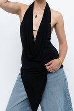 Load image into Gallery viewer, Vintage x Made in Canada x Black Asymmetric Flowy Halter Top (S, M)