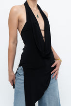 Load image into Gallery viewer, Vintage x Made in Canada x Black Asymmetric Flowy Halter Top (S, M)