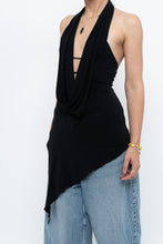 Load image into Gallery viewer, Vintage x Made in Canada x Black Asymmetric Flowy Halter Top (S, M)