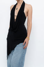 Load image into Gallery viewer, Vintage x Made in Canada x Black Asymmetric Flowy Halter Top (S, M)