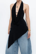 Load image into Gallery viewer, Vintage x Made in Canada x Black Asymmetric Flowy Halter Top (S, M)