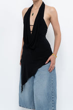 Load image into Gallery viewer, Vintage x Made in Canada x Black Asymmetric Flowy Halter Top (S, M)