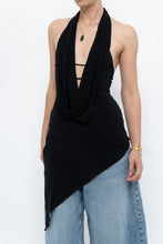 Load image into Gallery viewer, Vintage x Made in Canada x Black Asymmetric Flowy Halter Top (S, M)