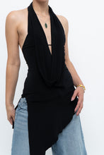 Load image into Gallery viewer, Vintage x Made in Canada x Black Asymmetric Flowy Halter Top (S, M)