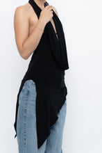 Load image into Gallery viewer, Vintage x Made in Canada x Black Asymmetric Flowy Halter Top (S, M)