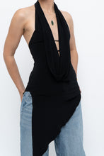 Load image into Gallery viewer, Vintage x Made in Canada x Black Asymmetric Flowy Halter Top (S, M)