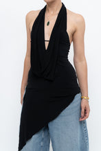 Load image into Gallery viewer, Vintage x Made in Canada x Black Asymmetric Flowy Halter Top (S, M)