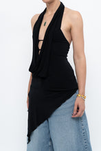 Load image into Gallery viewer, Vintage x Made in Canada x Black Asymmetric Flowy Halter Top (S, M)