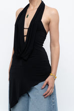 Load image into Gallery viewer, Vintage x Made in Canada x Black Asymmetric Flowy Halter Top (S, M)