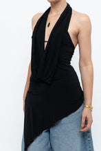 Load image into Gallery viewer, Vintage x Made in Canada x Black Asymmetric Flowy Halter Top (S, M)