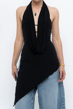 Load image into Gallery viewer, Vintage x Made in Canada x Black Asymmetric Flowy Halter Top (S, M)