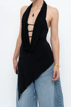 Load image into Gallery viewer, Vintage x Made in Canada x Black Asymmetric Flowy Halter Top (S, M)