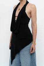 Load image into Gallery viewer, Vintage x Made in Canada x Black Asymmetric Flowy Halter Top (S, M)