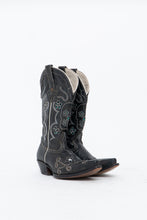 Load image into Gallery viewer, Vintage x ROPER Black Floral, Skull Embroidered Leather Cowboy Boots (6-7)