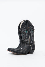 Load image into Gallery viewer, Vintage x ROPER Black Floral, Skull Embroidered Leather Cowboy Boots (6-7)