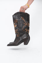 Load image into Gallery viewer, Vintage x Made in Brazil x Brown, Bronze Cutout Leather Cowboy Boots (6.5, 7W)