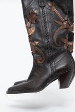 Load image into Gallery viewer, Vintage x Made in Brazil x Brown, Bronze Cutout Leather Cowboy Boots (6.5, 7W)