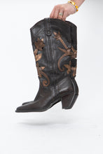 Load image into Gallery viewer, Vintage x Made in Brazil x Brown, Bronze Cutout Leather Cowboy Boots (6.5, 7W)