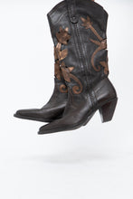 Load image into Gallery viewer, Vintage x Made in Brazil x Brown, Bronze Cutout Leather Cowboy Boots (6.5, 7W)