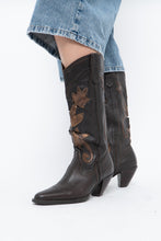 Load image into Gallery viewer, Vintage x Made in Brazil x Brown, Bronze Cutout Leather Cowboy Boots (6.5, 7W)