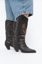 Load image into Gallery viewer, Vintage x Made in Brazil x Brown, Bronze Cutout Leather Cowboy Boots (6.5, 7W)