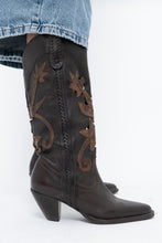 Load image into Gallery viewer, Vintage x Made in Brazil x Brown, Bronze Cutout Leather Cowboy Boots (6.5, 7W)