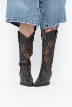 Load image into Gallery viewer, Vintage x Made in Brazil x Brown, Bronze Cutout Leather Cowboy Boots (6.5, 7W)