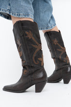 Load image into Gallery viewer, Vintage x Made in Brazil x Brown, Bronze Cutout Leather Cowboy Boots (6.5, 7W)