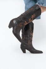 Load image into Gallery viewer, Vintage x Made in Brazil x Brown, Bronze Cutout Leather Cowboy Boots (6.5, 7W)