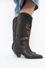 Load image into Gallery viewer, Vintage x Made in Brazil x Brown, Bronze Cutout Leather Cowboy Boots (6.5, 7W)
