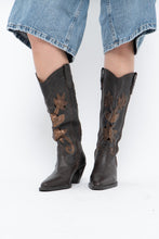 Load image into Gallery viewer, Vintage x Made in Brazil x Brown, Bronze Cutout Leather Cowboy Boots (6.5, 7W)